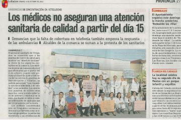 Los médicos no aseguran una atención sanitaria de calidad a partir del día 15  La Gaceta, 6 de octubre de 2012