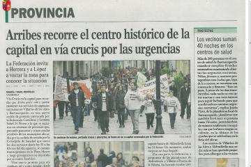 Arribes recorre el centro histórico de la capital en vía crucis por las urgencias  El Adelanto, 25 de noviembre de 2012