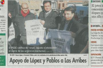 Apoyo de López y Pablos a Las Arribes  El Adelanto, 5 de diciembre de 2012